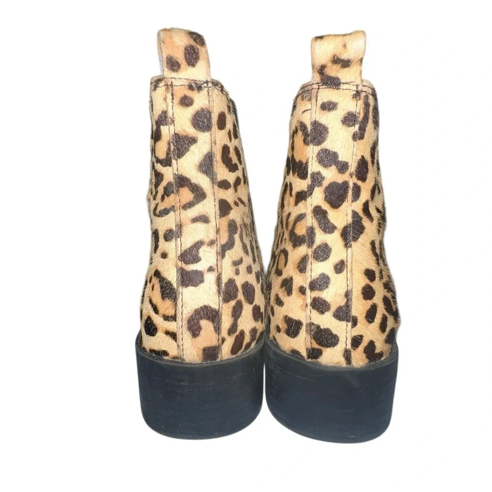 Steve Madden Womens Ankle Boots 7.5 Leopard Print Jerry Calf Hair Pull On Boots - Picture 4 of 10